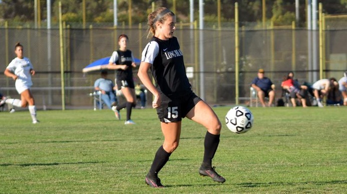 Sophomore forward Savannah Christensen recorded an assist and scored a goal in LBCC's conference-opening victory against L.A. Harbor. (Photo by Nicho DellaValle)